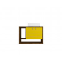 Manhattan Comfort 241BMC94 Liberty Floating 31.49 Bathroom Vanity with Sink and 2 Shelves in Rustic Brown and Yellow